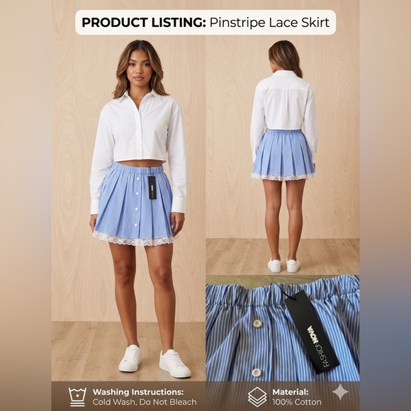 Fashion Nova Dresses & Skirts - Blue Striped Skirt with Lace Trim brand new fashion nova size xs